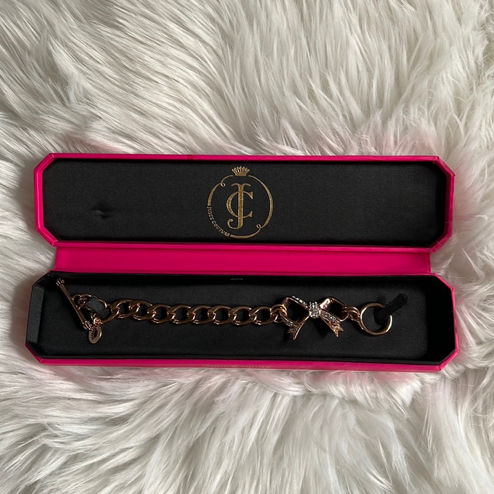 ❌ Juicy Couture Rose Gold/Bronze Pave Bow Bracelet